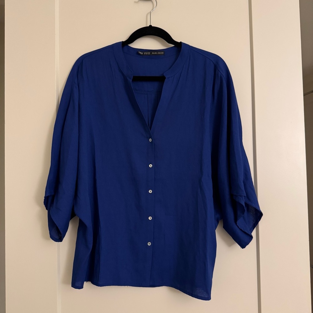 Zara Royal Blue Button-Down Shirt
